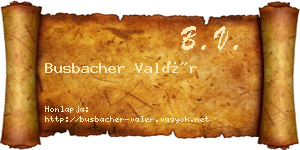 Busbacher Valér névjegykártya